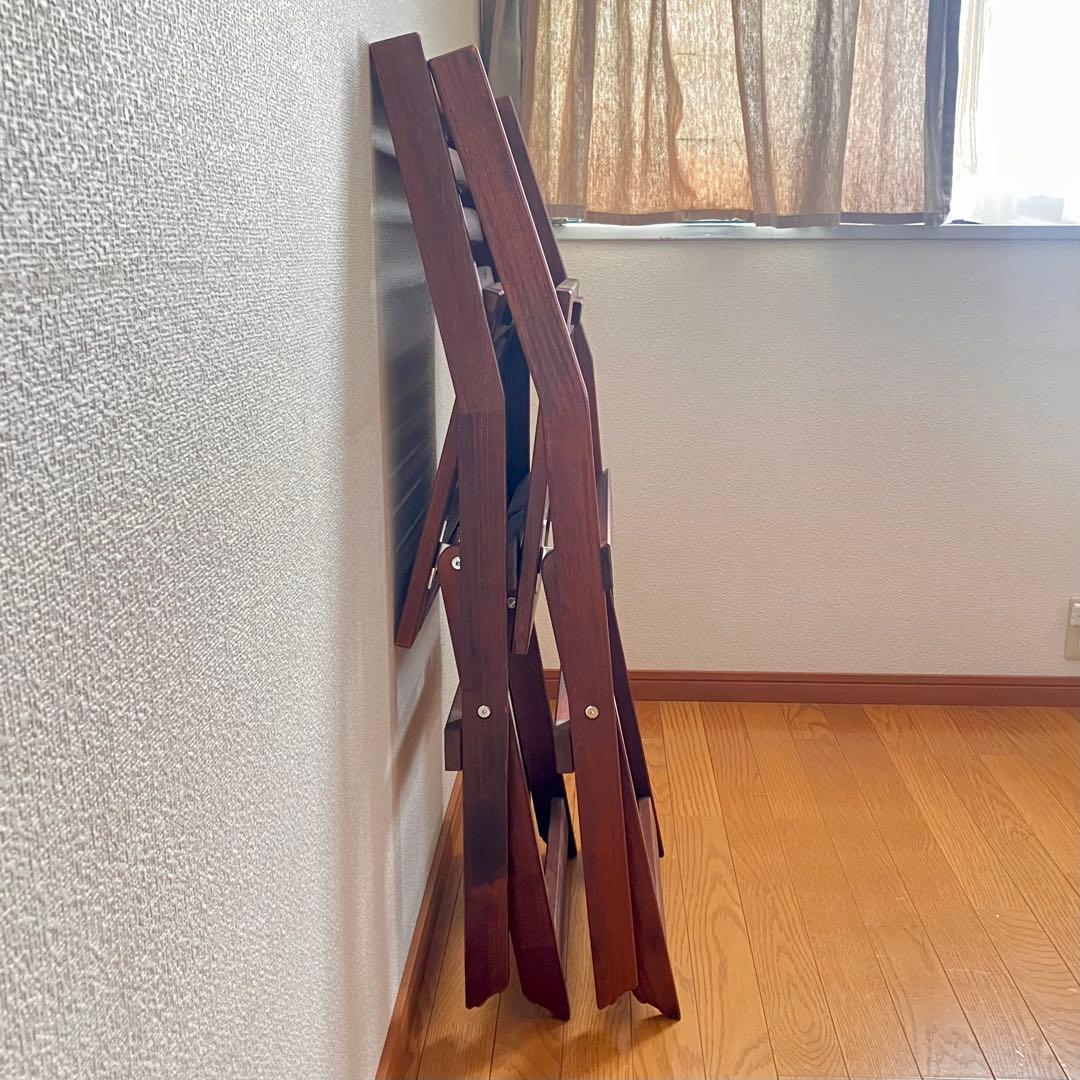 木製 折りたたみ椅子 2脚セット ブラウン
