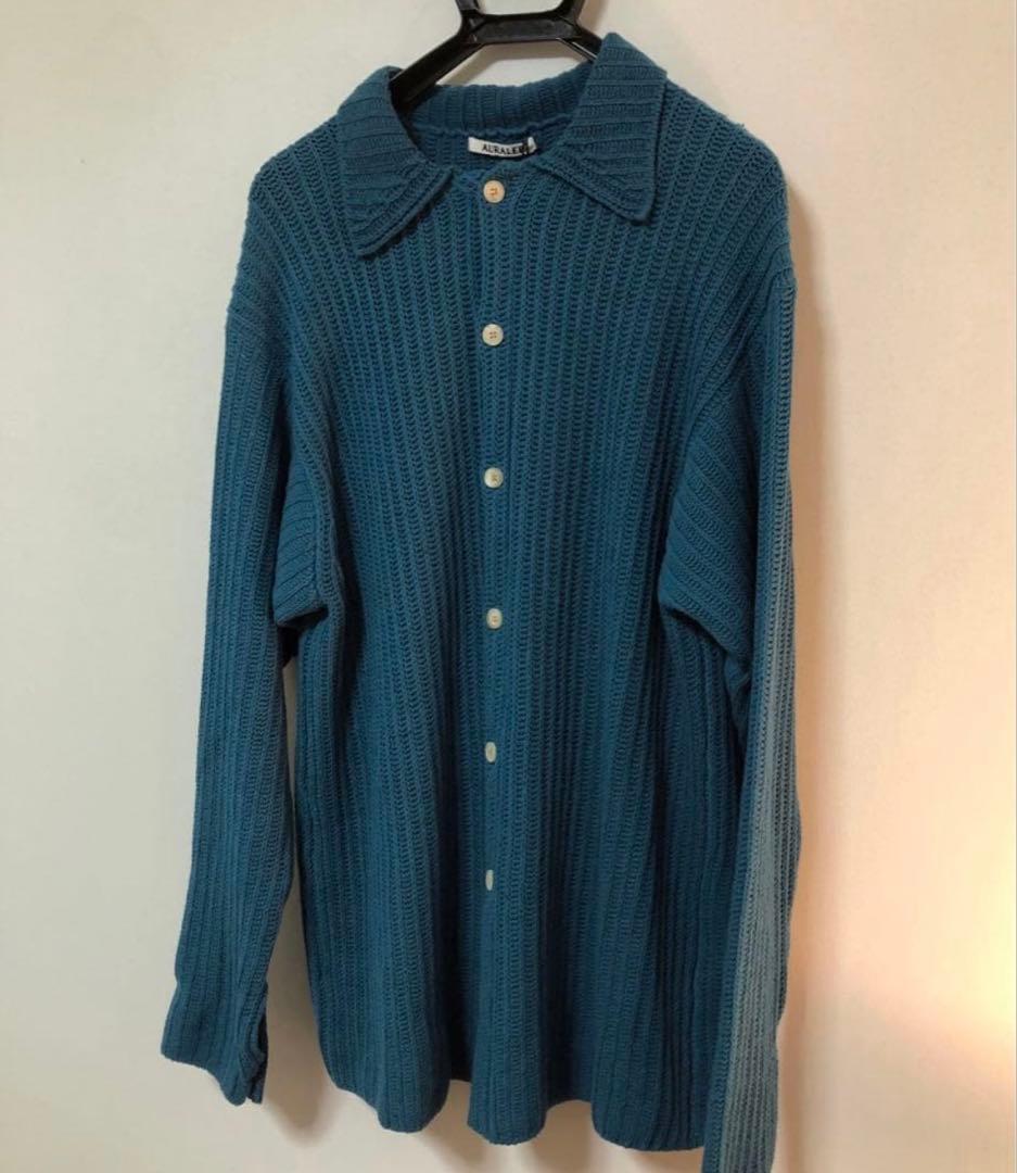 美品　AURALEE BRUSHED COTTON WOOL RIB KNIT