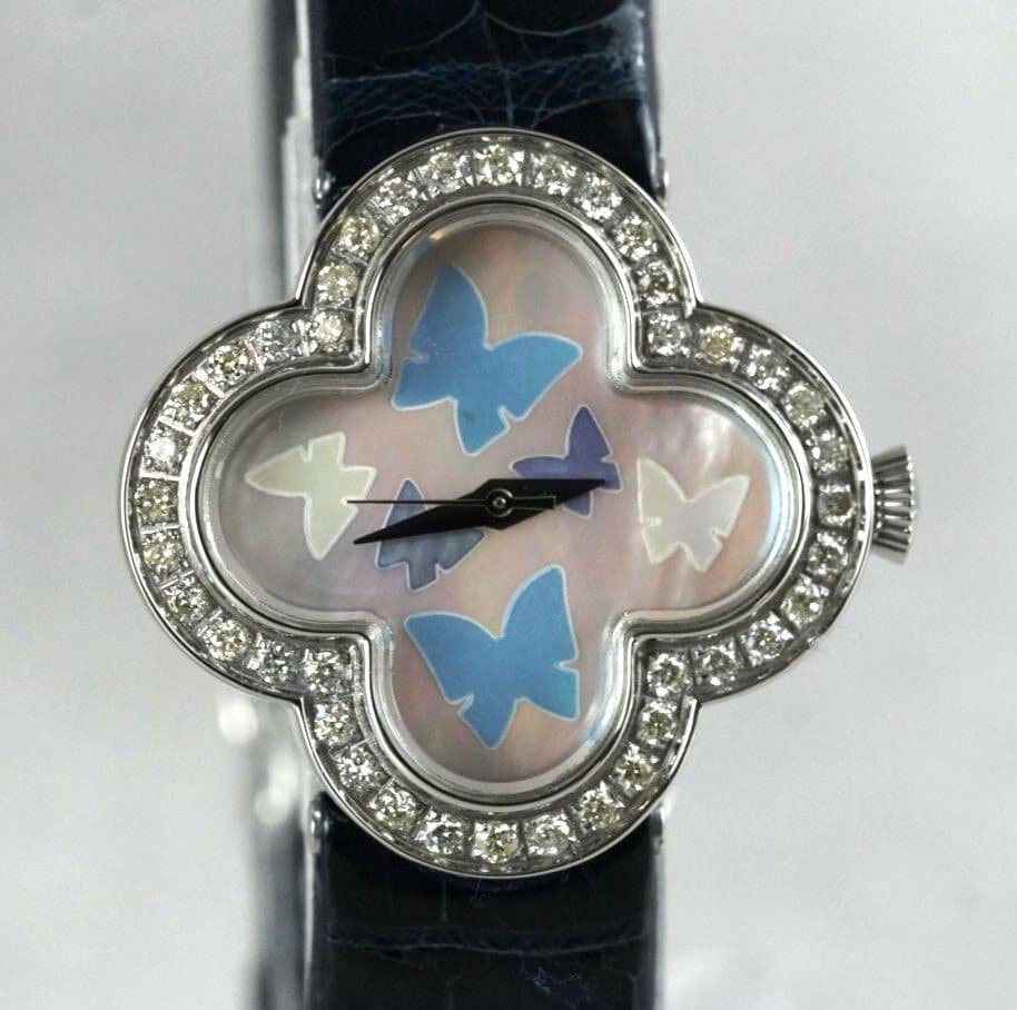 極美品 Lunage ルナージュ ダイヤベゼル 0.5ct シェル文字盤 稼動品