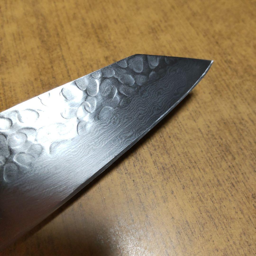 堺孝行　33層ダマスカス槌目　剣型三徳　160mm