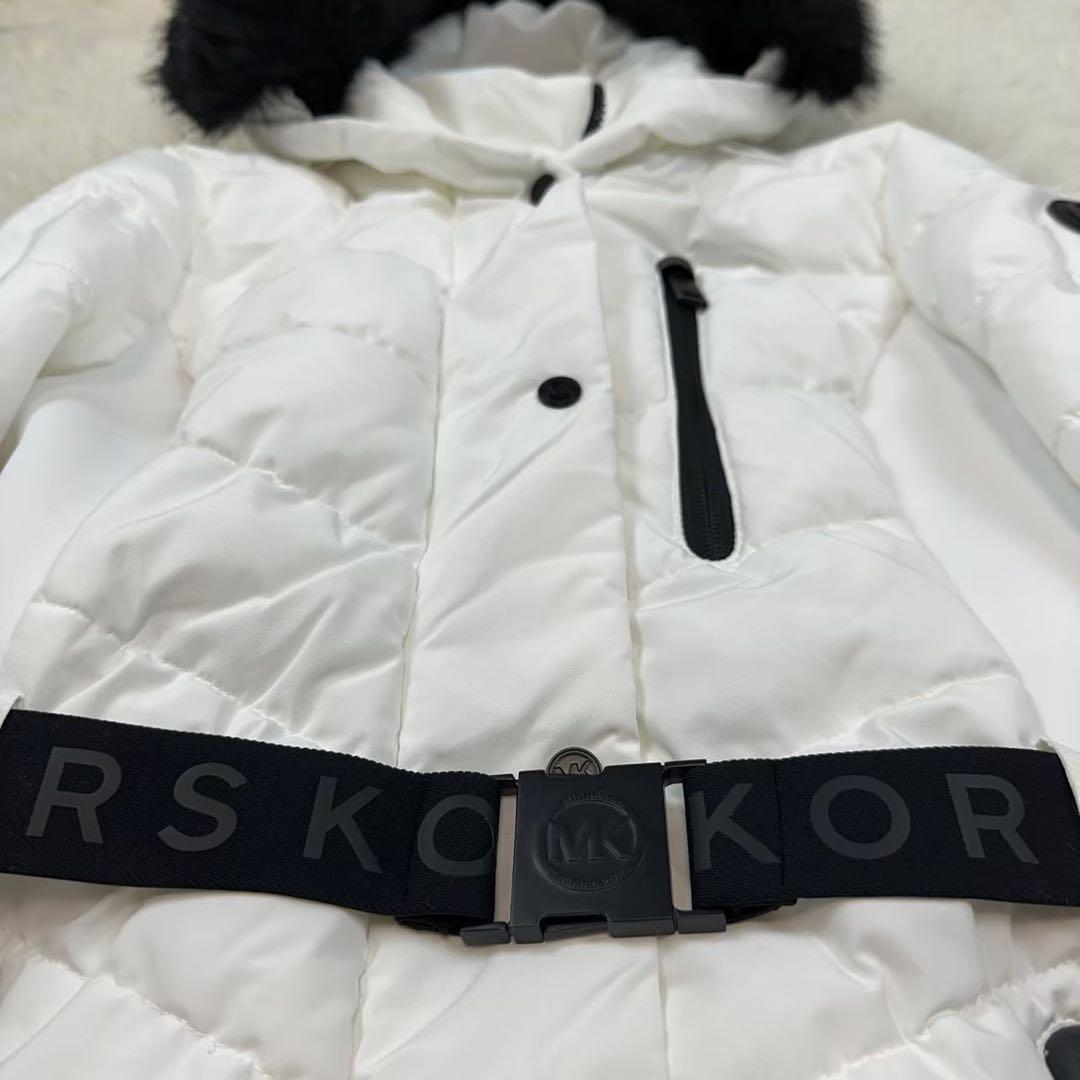 未使用級✨マイケルコース ダウンコート ベルト 白 Sサイズ フード ファー