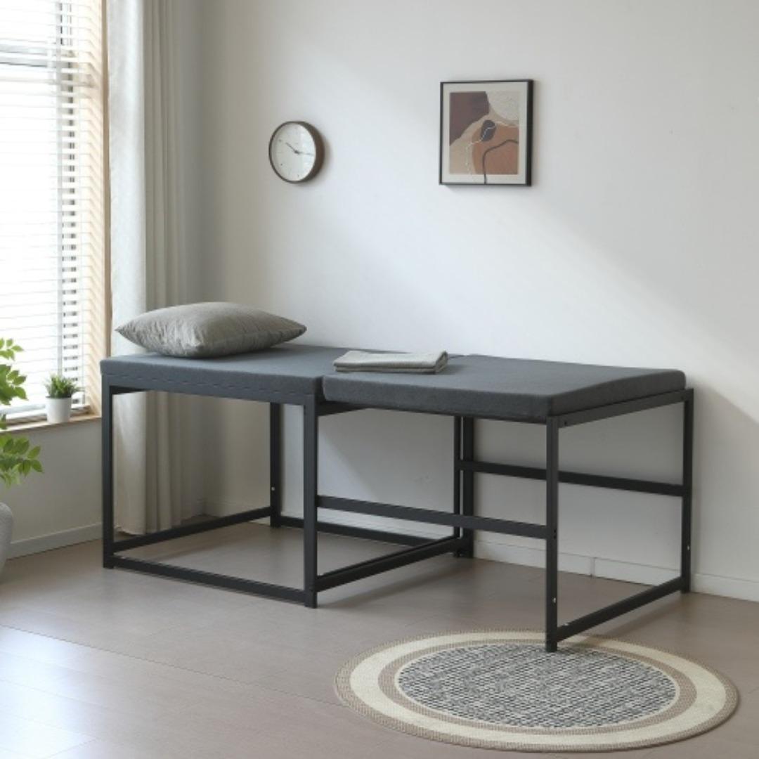 伸長式ベッド 高さ75cm ディベッド シングル パイプベッド 2way 来客用