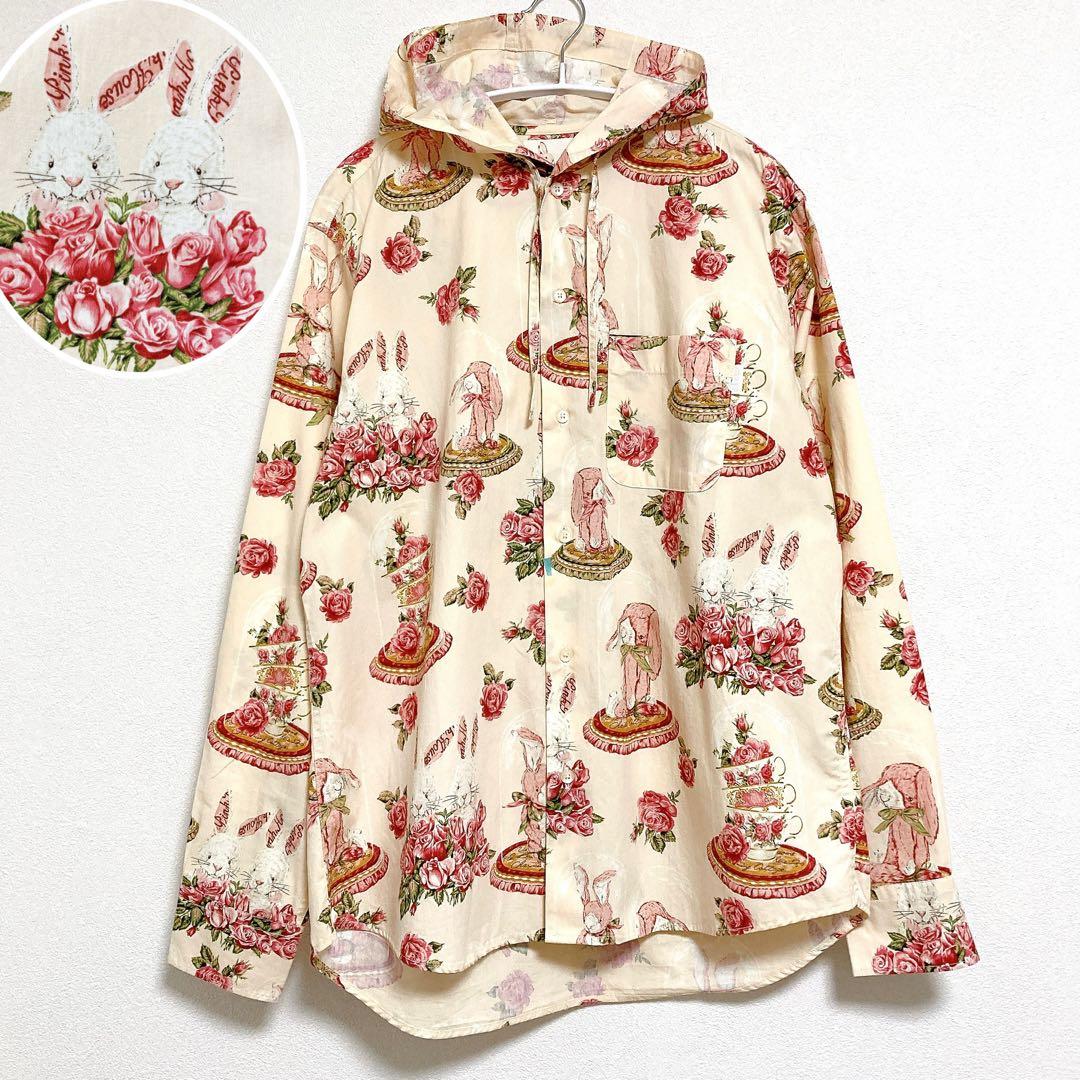 カールヘルム　うさぎ　フード付　シャツ　ブラウス　ベージュ　L　ラビット