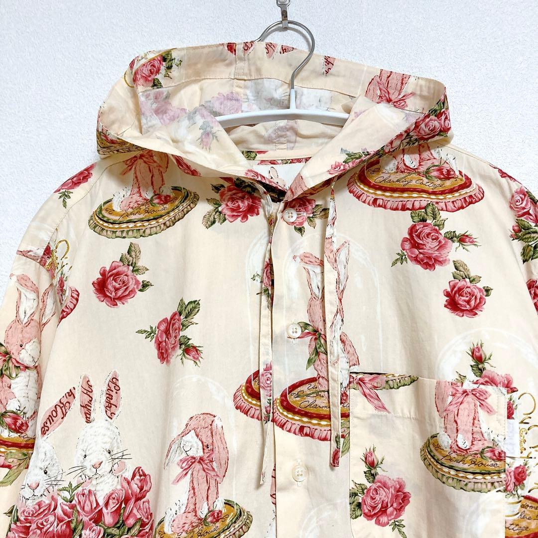 カールヘルム　うさぎ　フード付　シャツ　ブラウス　ベージュ　L　ラビット