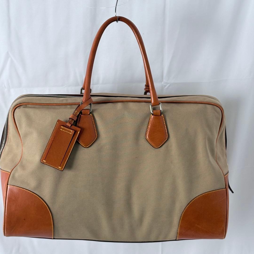 極美品PRADA カナパキャンバス×レザー ボストンバッグ 保存袋付