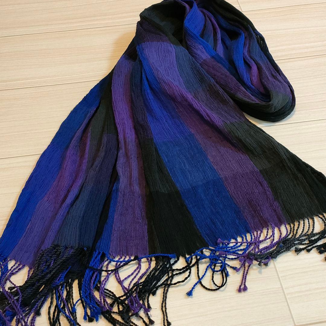 ISSEY MIYAKE MEN チェック柄マフラー　ストール　プリーツ