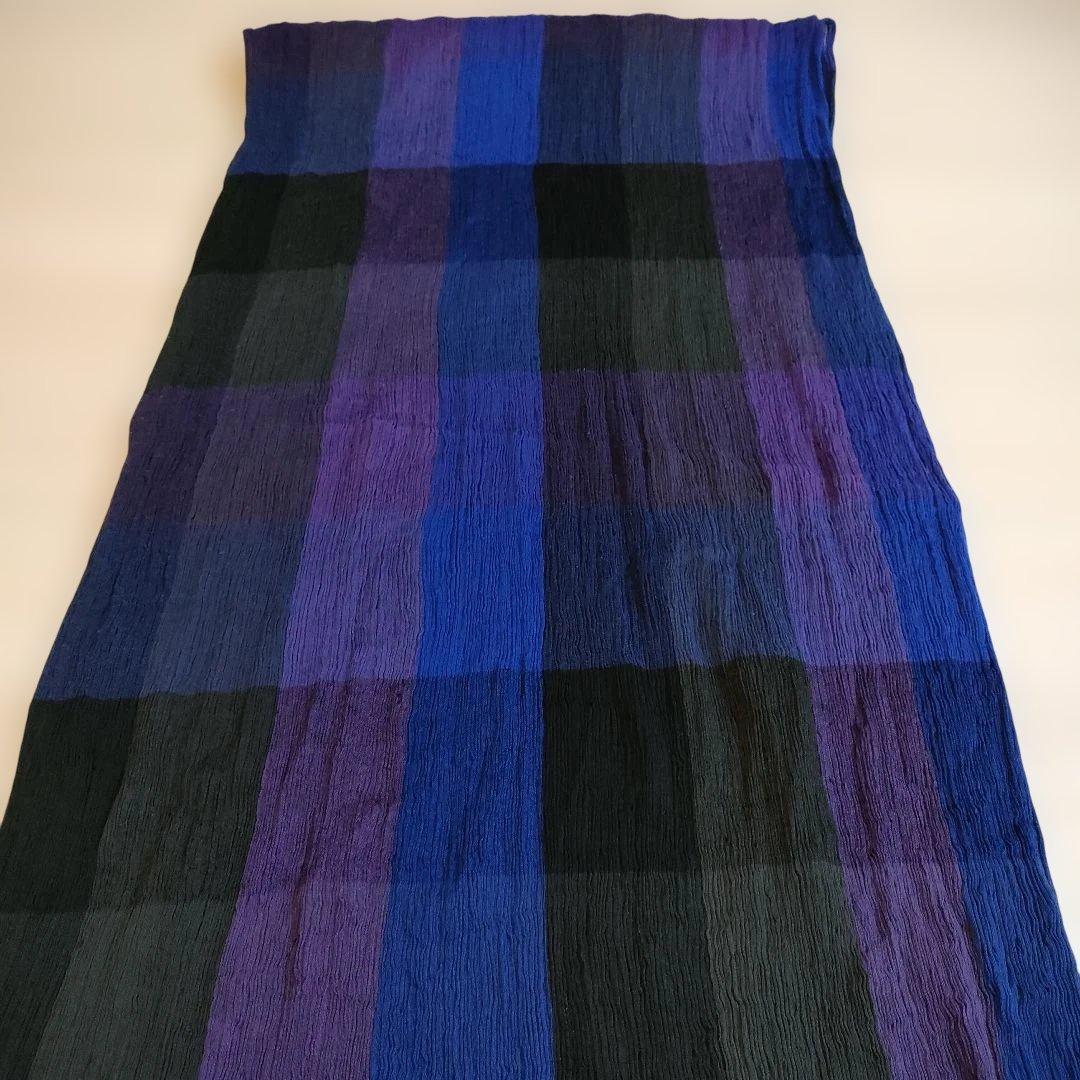 ISSEY MIYAKE MEN チェック柄マフラー　ストール　プリーツ