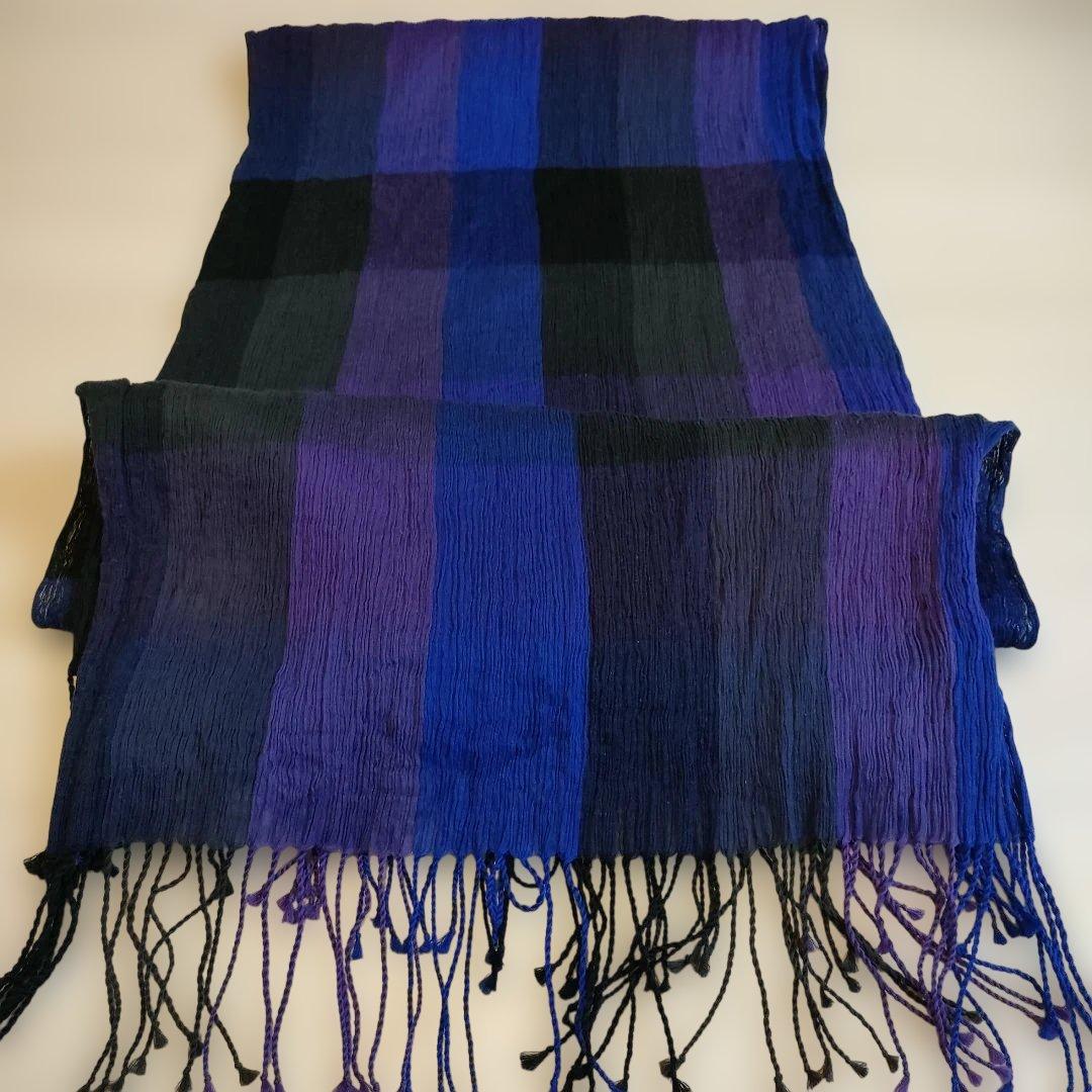 ISSEY MIYAKE MEN チェック柄マフラー　ストール　プリーツ