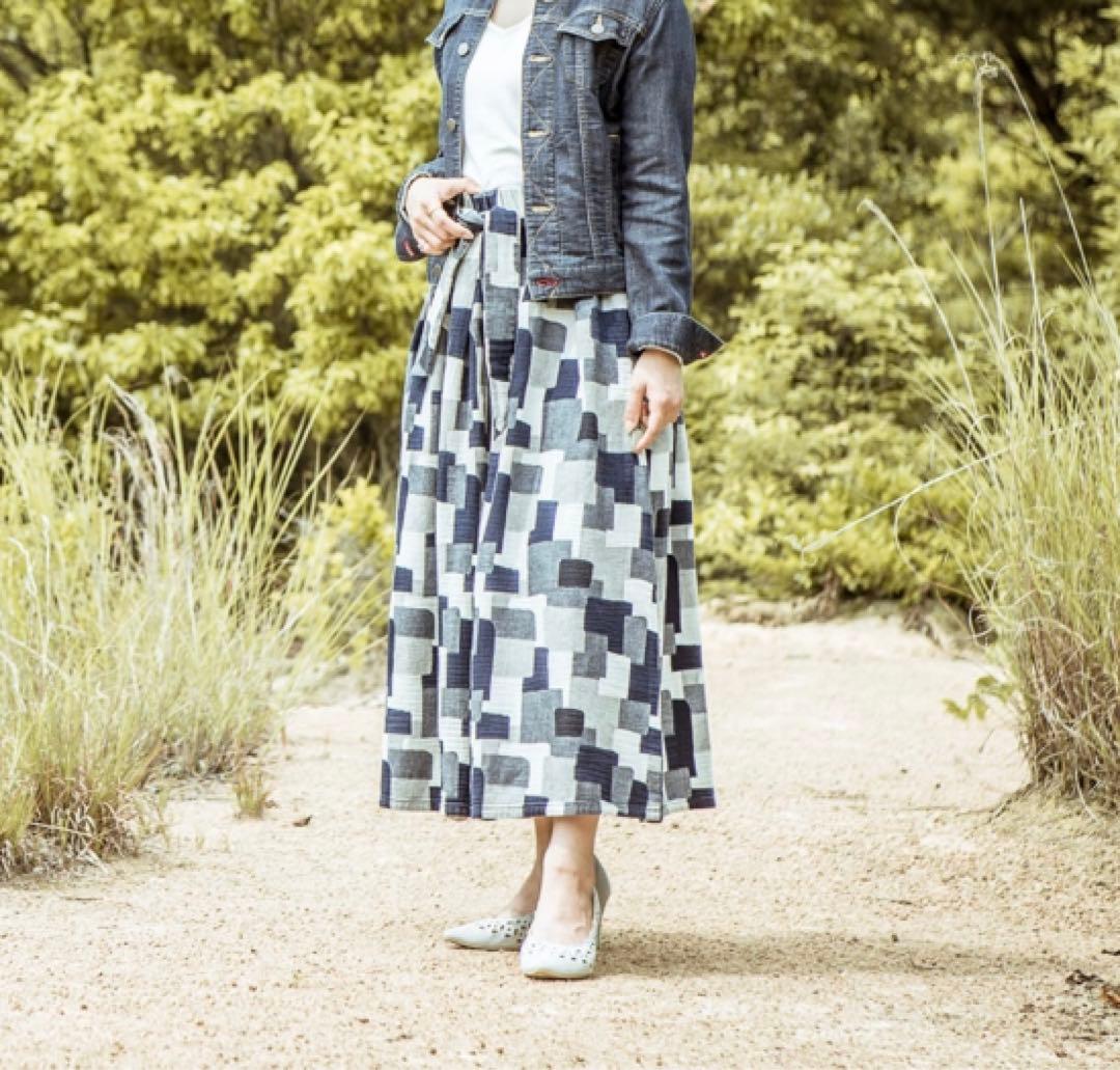 【乙女百合 】EDGE OF LINE パッチワークタックロングスカート