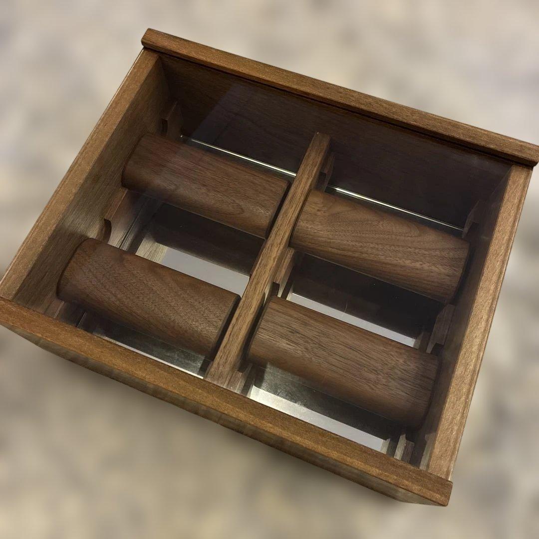 時計ケース　ジュエリーケース　ブレスレット　収納　ガラス　木　スライド式