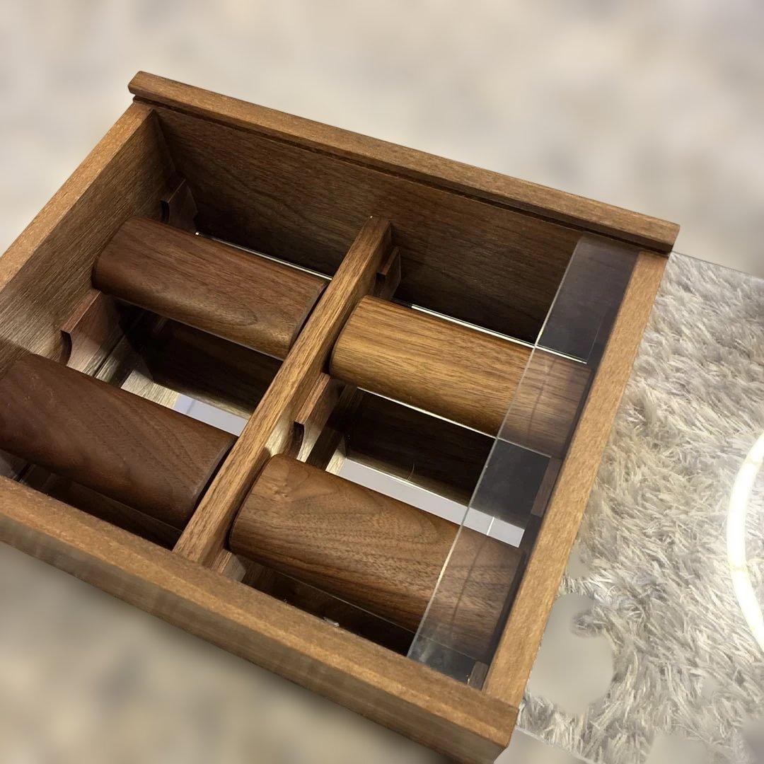 時計ケース　ジュエリーケース　ブレスレット　収納　ガラス　木　スライド式