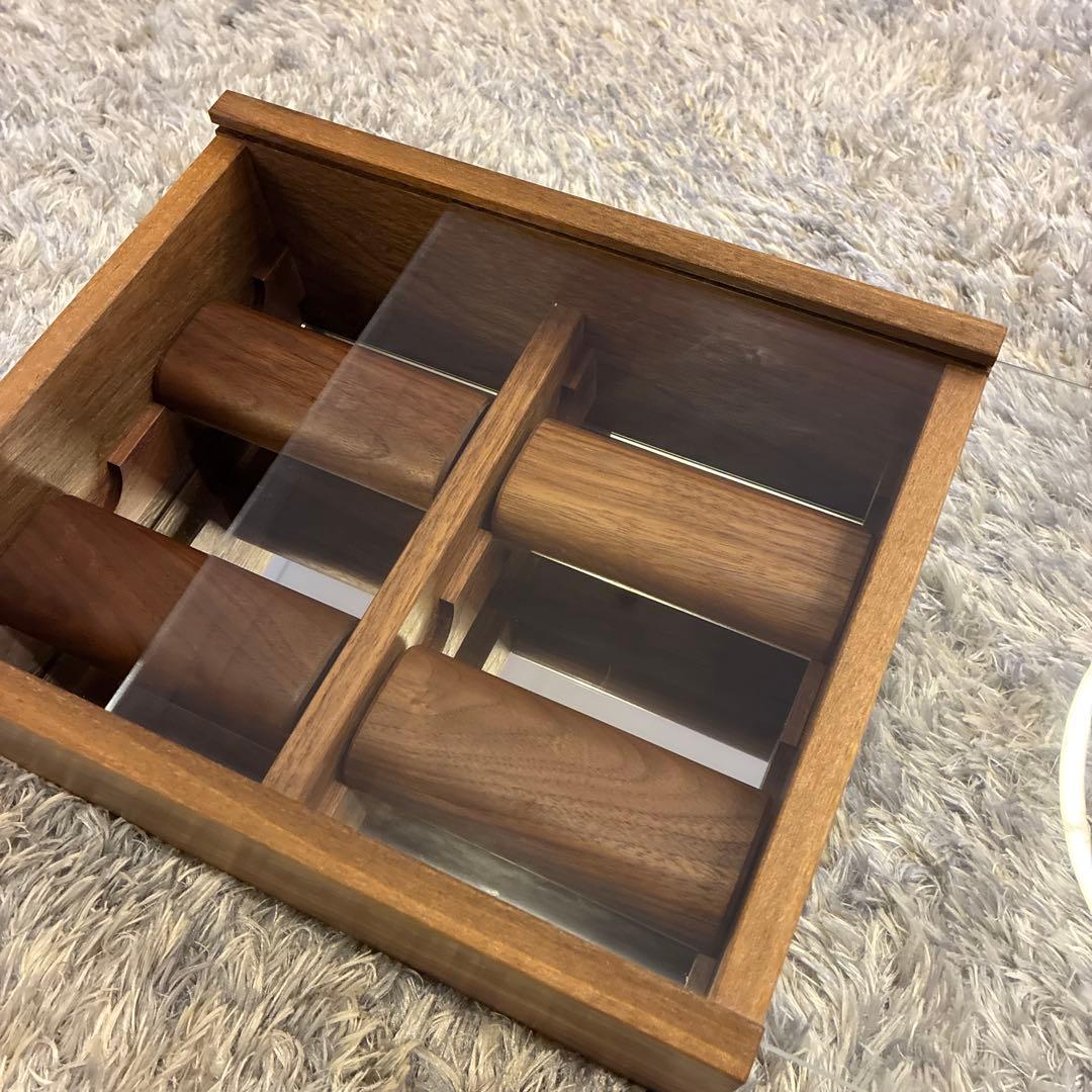 時計ケース　ジュエリーケース　ブレスレット　収納　ガラス　木　スライド式