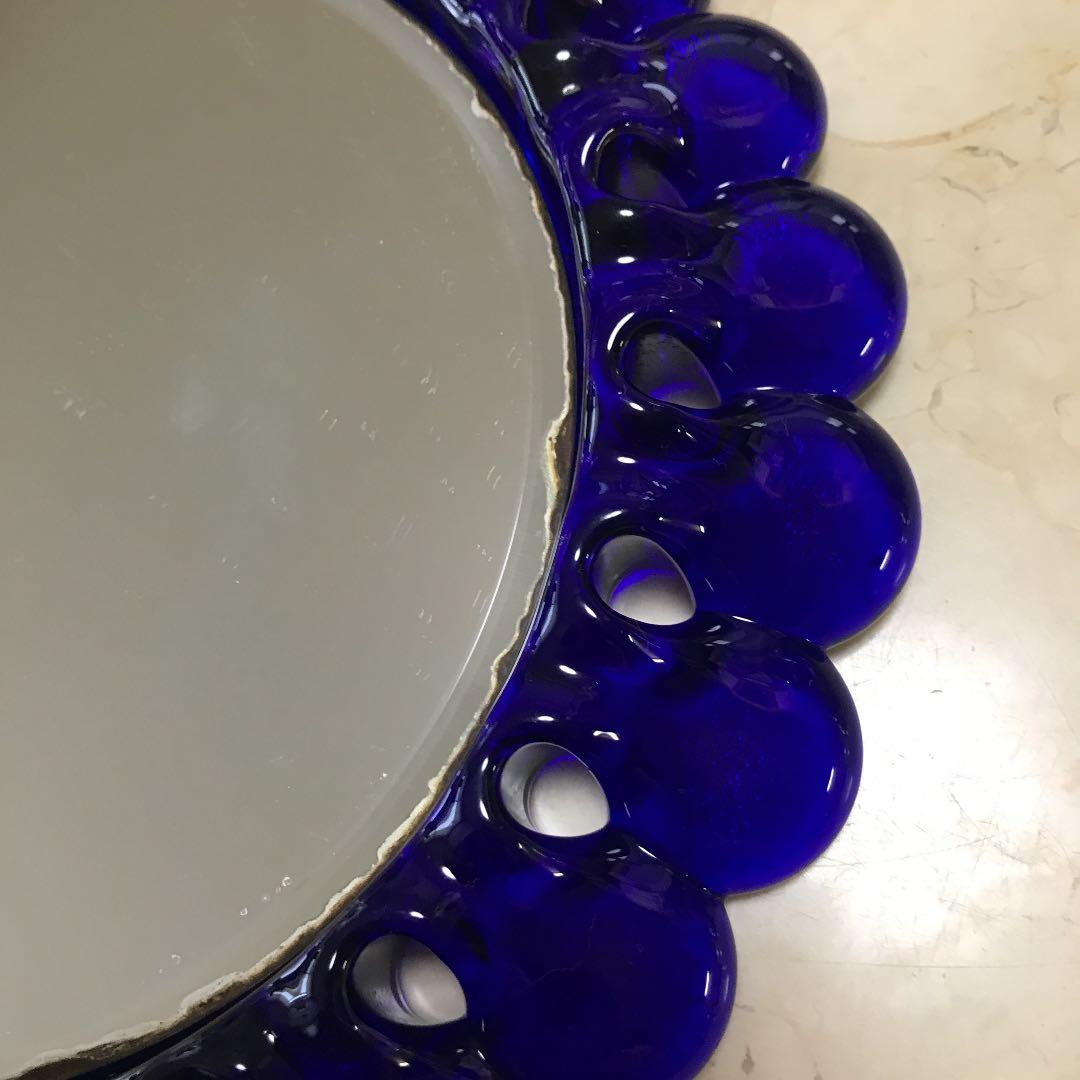 アンティーク　佐々木クリスタル　瑠璃色の鏡♫