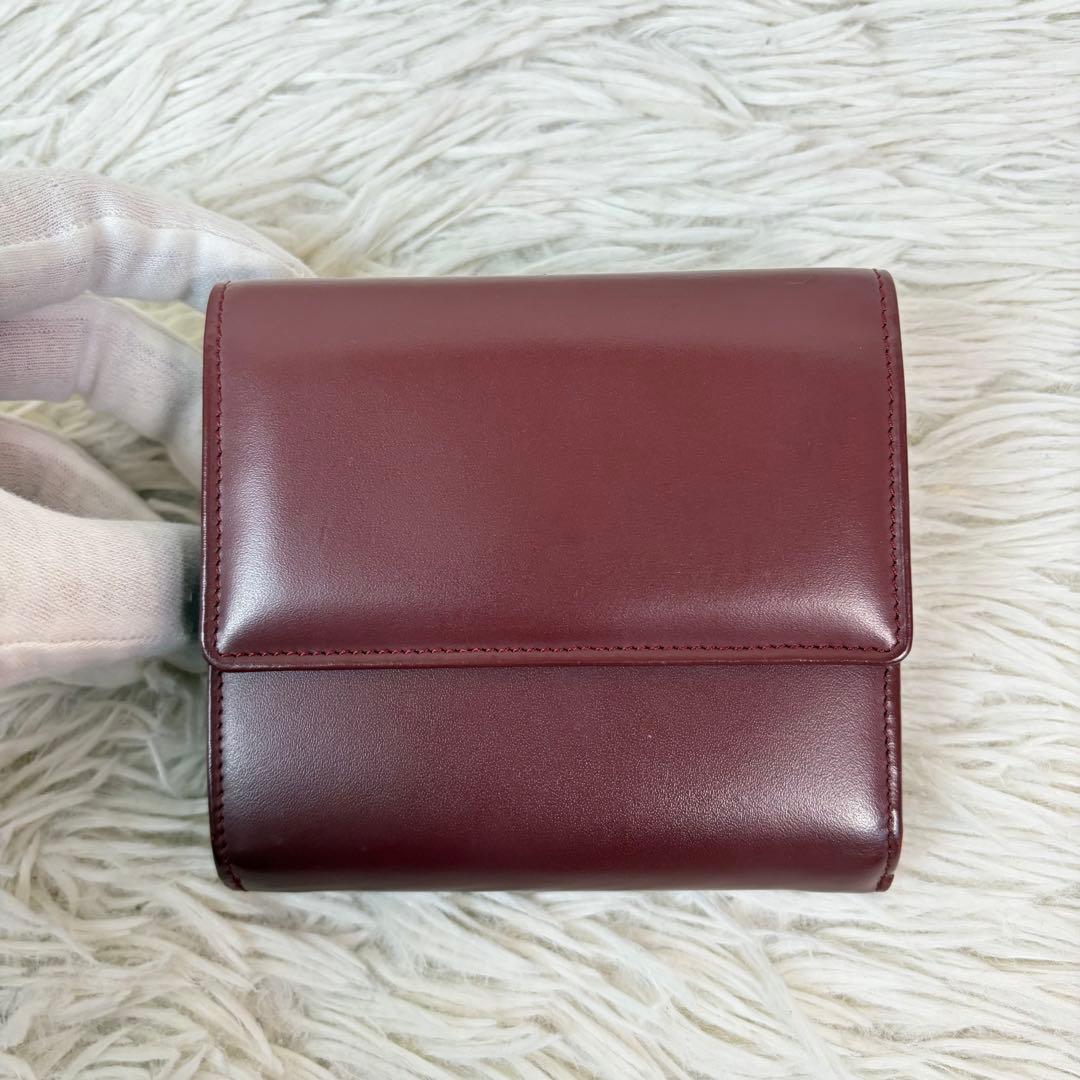新品未使用保管品✨Cartier 三つ折り財布 マストライン金具 ボルドー