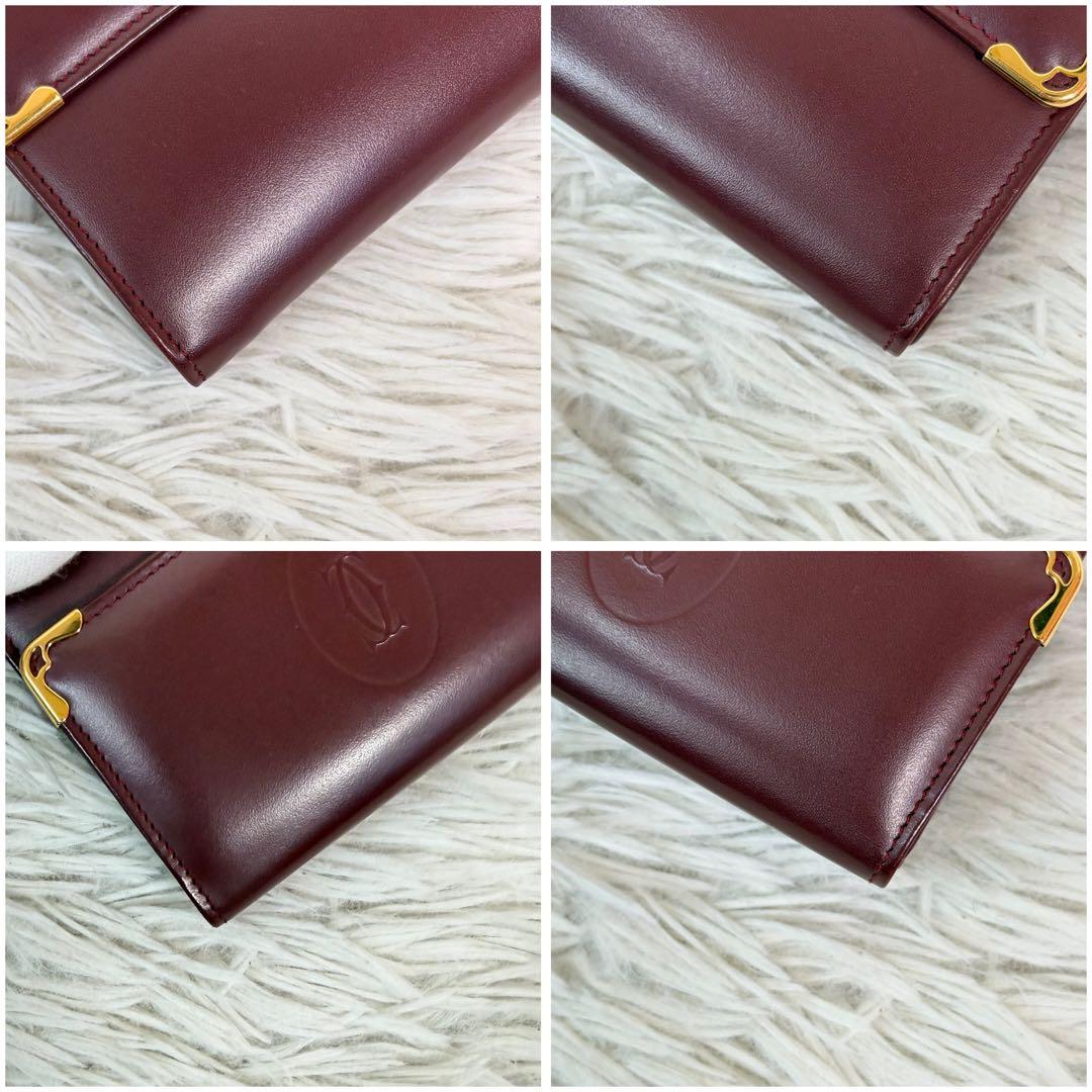 新品未使用保管品✨Cartier 三つ折り財布 マストライン金具 ボルドー