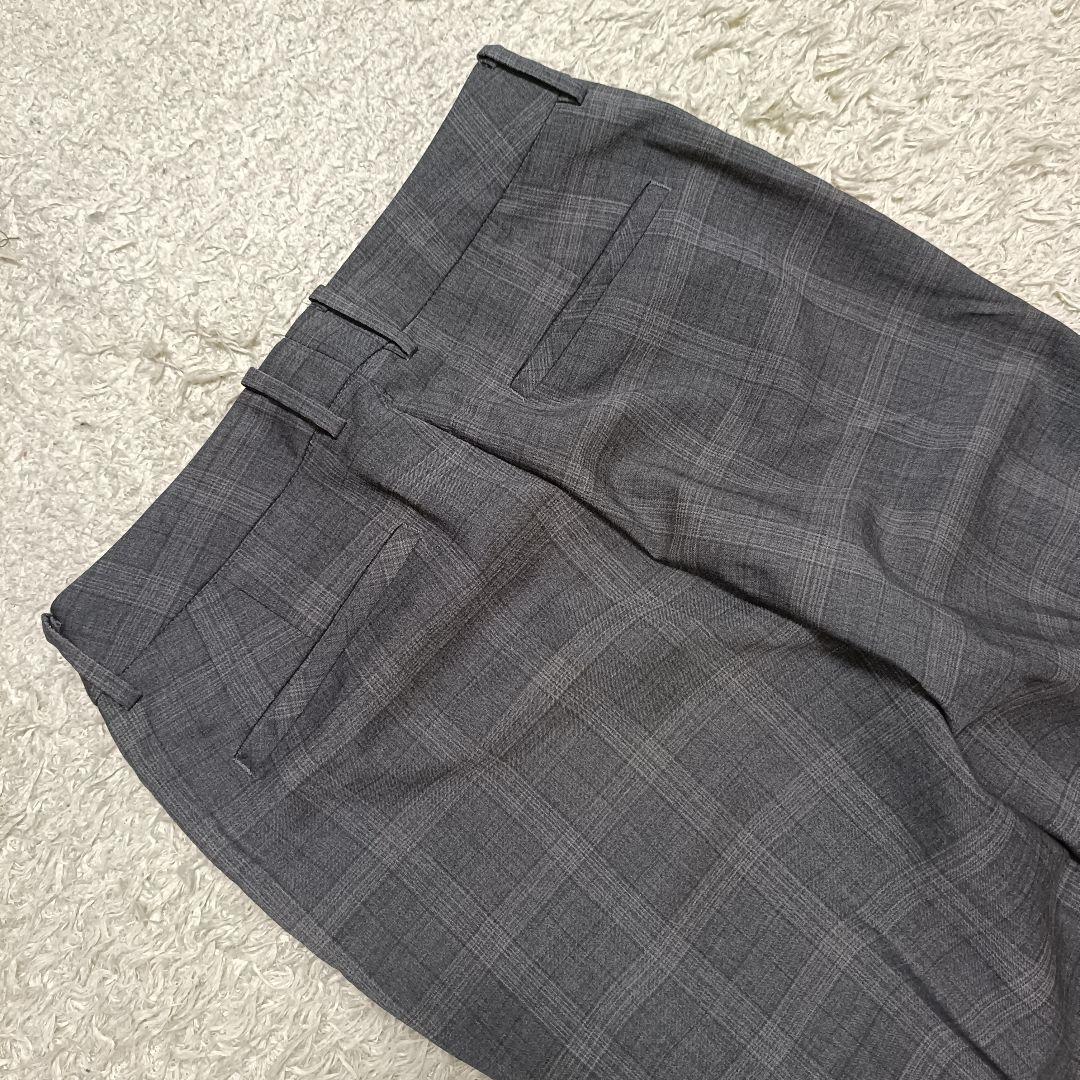 美品＊HILTON ヒルトン チェック パンツスーツ ストレッチ イタリア製生地