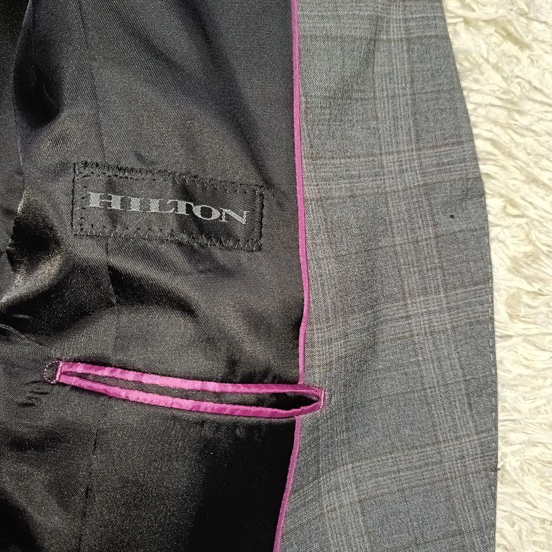 美品＊HILTON ヒルトン チェック パンツスーツ ストレッチ イタリア製生地