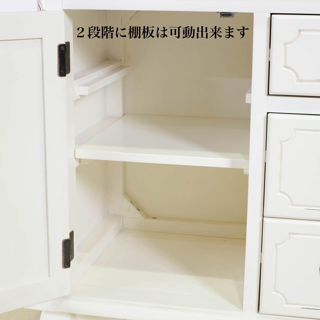 C 新品 キャビネット 白 リビングボード ホワイト アンティーク 本棚 飾り棚
