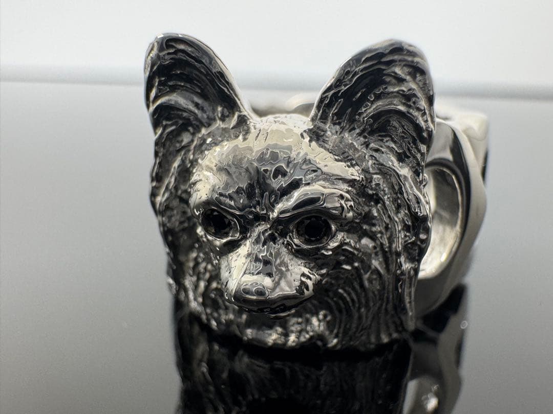 犬の顔リング SV925 サイズ20号　犬種パピヨン*新品