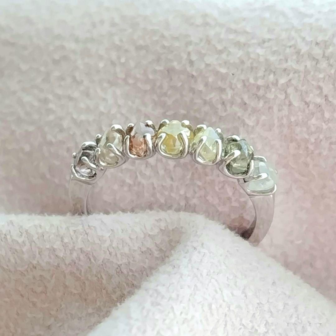 12号 pt900 ダイヤモンド 原石 グラデーション ハーフエタニティ 鑑別書