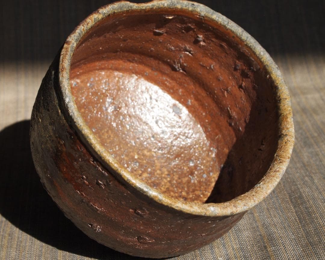 新作★高島聡平【師：伊勢崎淳】★備前山土茶碗★共箱・布
