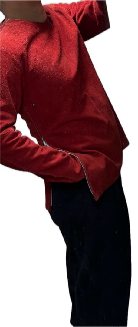 90s スエード レザートップ ボルドー　牛革　脇ジップ 国産　ヴィンテージ