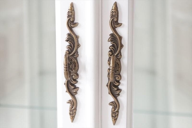 マホガニーの温もり｜ガラス キャビネット WH　ホワイト幅79ｃｍ高さ154ｃｍ