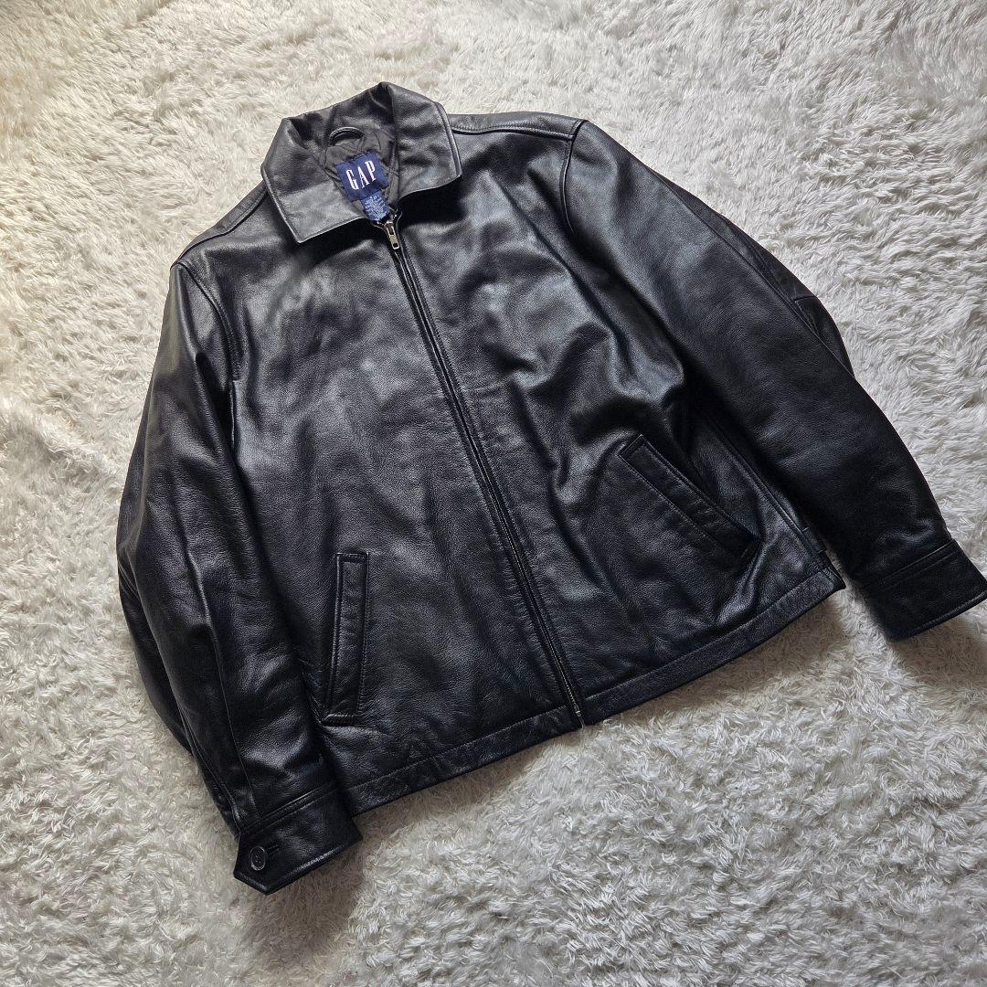 美品 OLD GAP レザー ジャケット 90s S ブラック 短丈