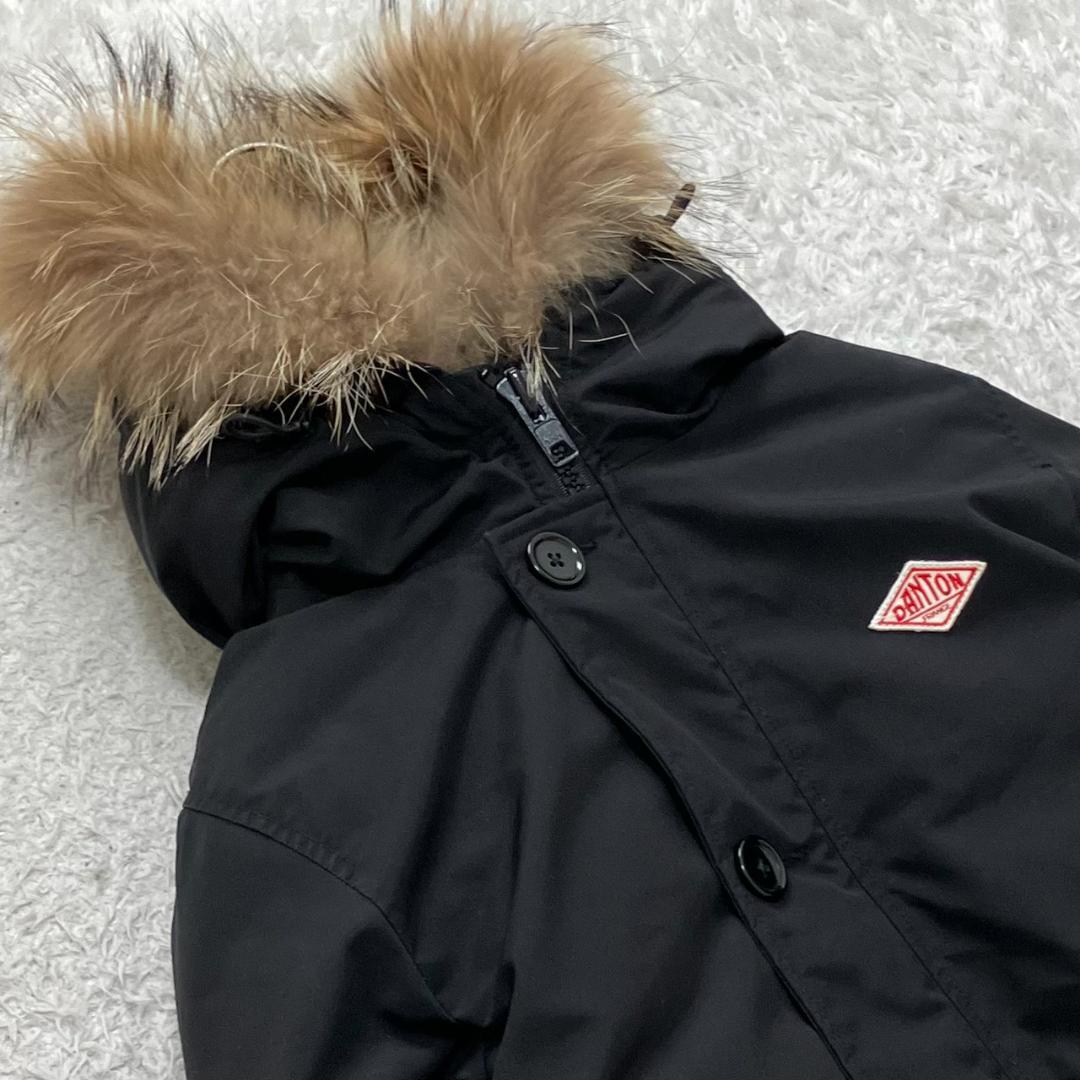 美品✨ダントン ダウンコート ラクーンファー 2WAY ワッペン 黒 ブラック