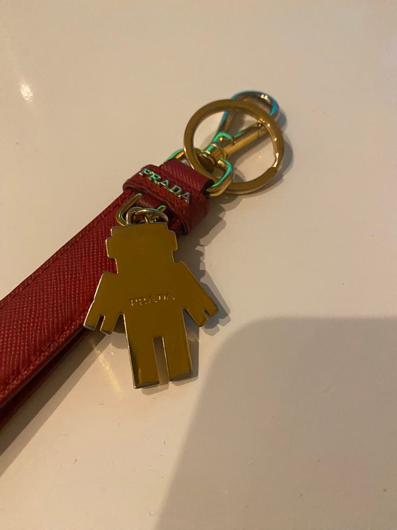 【正規品】PRADA プラダ　サファイアーノレザー キーリング ロボットチャーム