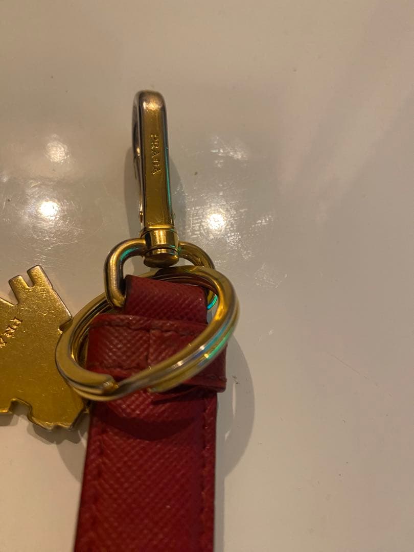 【正規品】PRADA プラダ　サファイアーノレザー キーリング ロボットチャーム