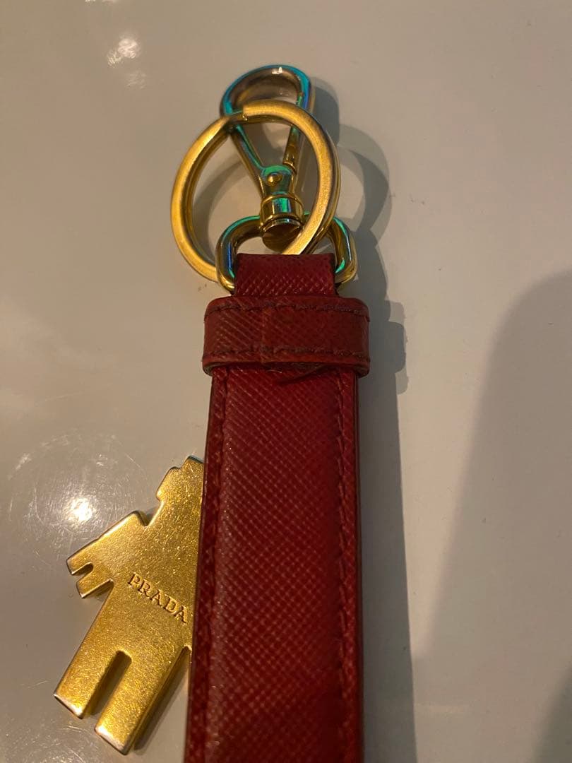 【正規品】PRADA プラダ　サファイアーノレザー キーリング ロボットチャーム