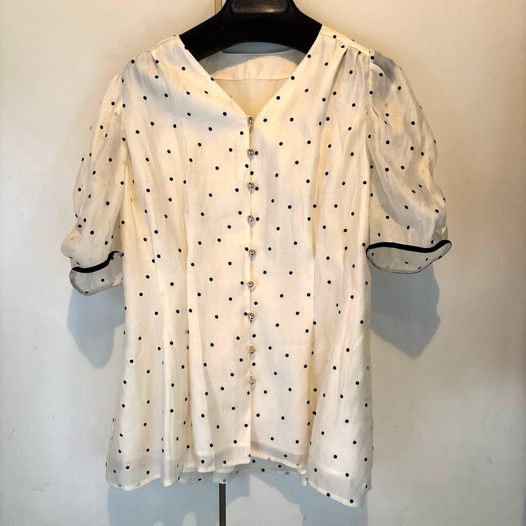 ジャスグリッティー ギャザースリーブフロッキーブラウス 美品 サイズ2