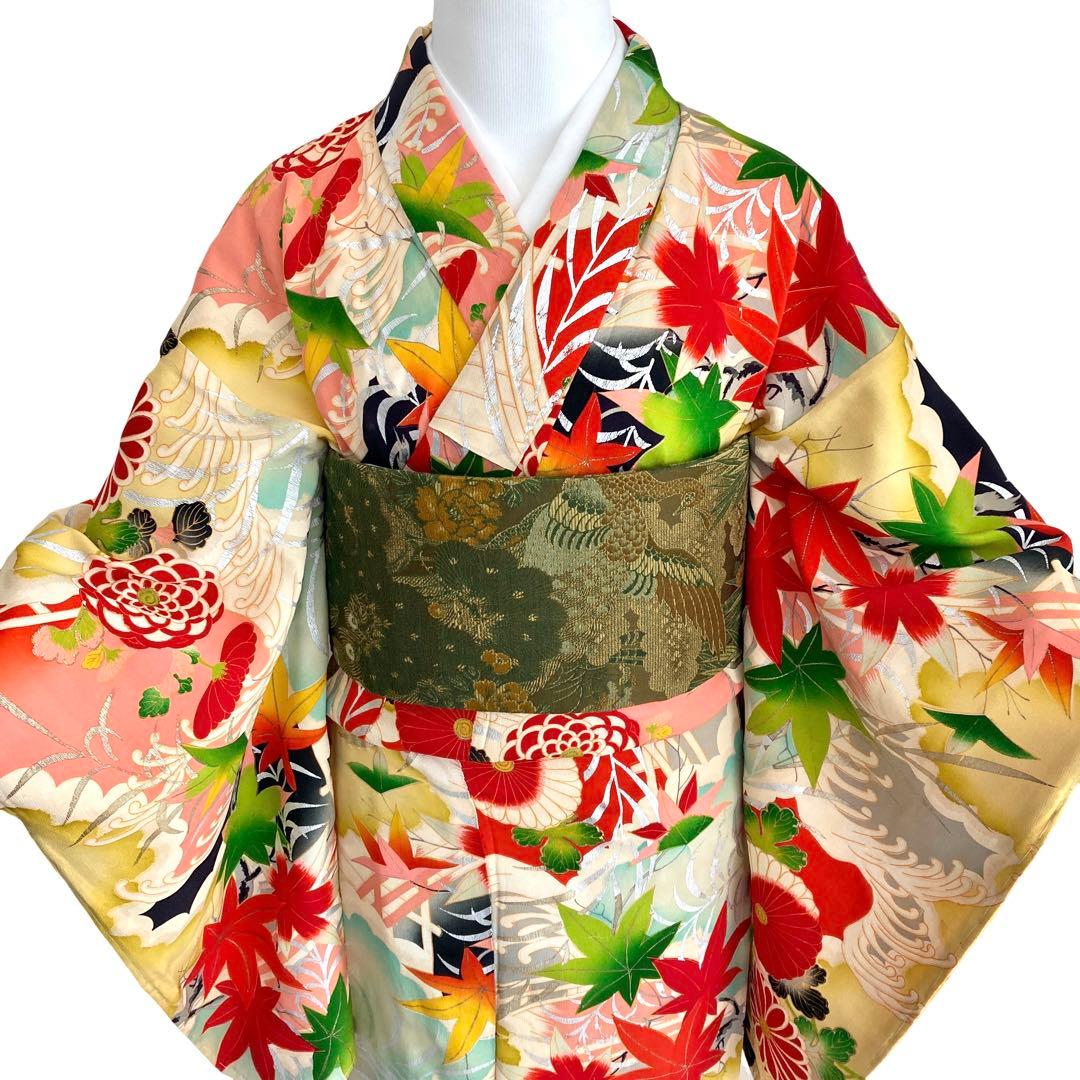 仕付け糸付き　セミアンティーク ジュニア　大人　着物　NO5