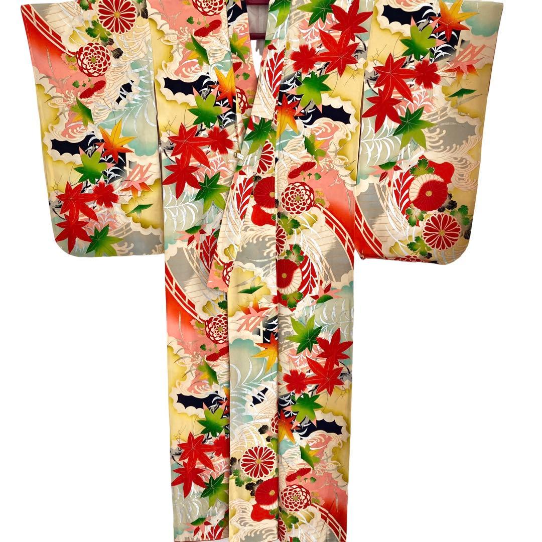 仕付け糸付き　セミアンティーク ジュニア　大人　着物　NO5