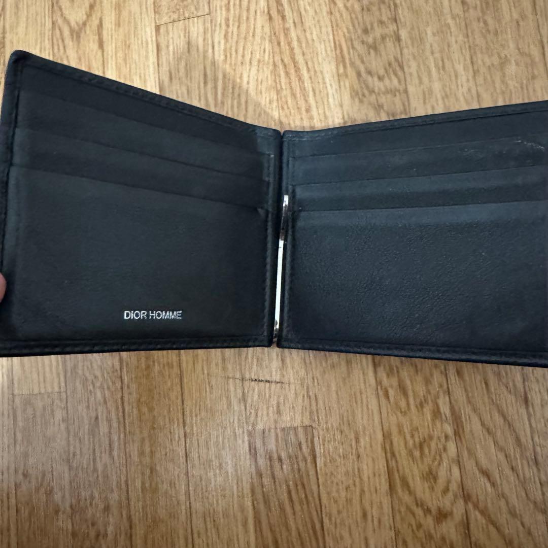 希少/美品/DIOR HOMME マネークリップ オールレザー ロゴ刻印 黒