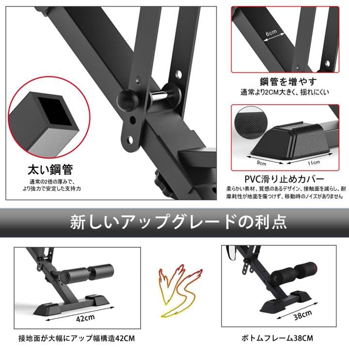 トレーニングベンチ デクラインベンチ 8段階調節 折り畳み