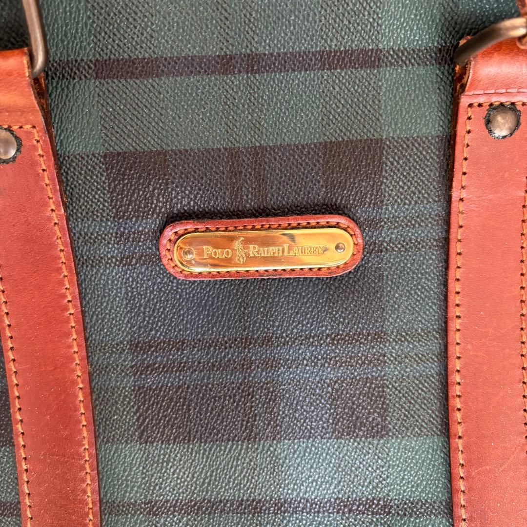 ラルフローレン　ボストンバッグ　チェック　vintage ヴィンテージ　グリーン