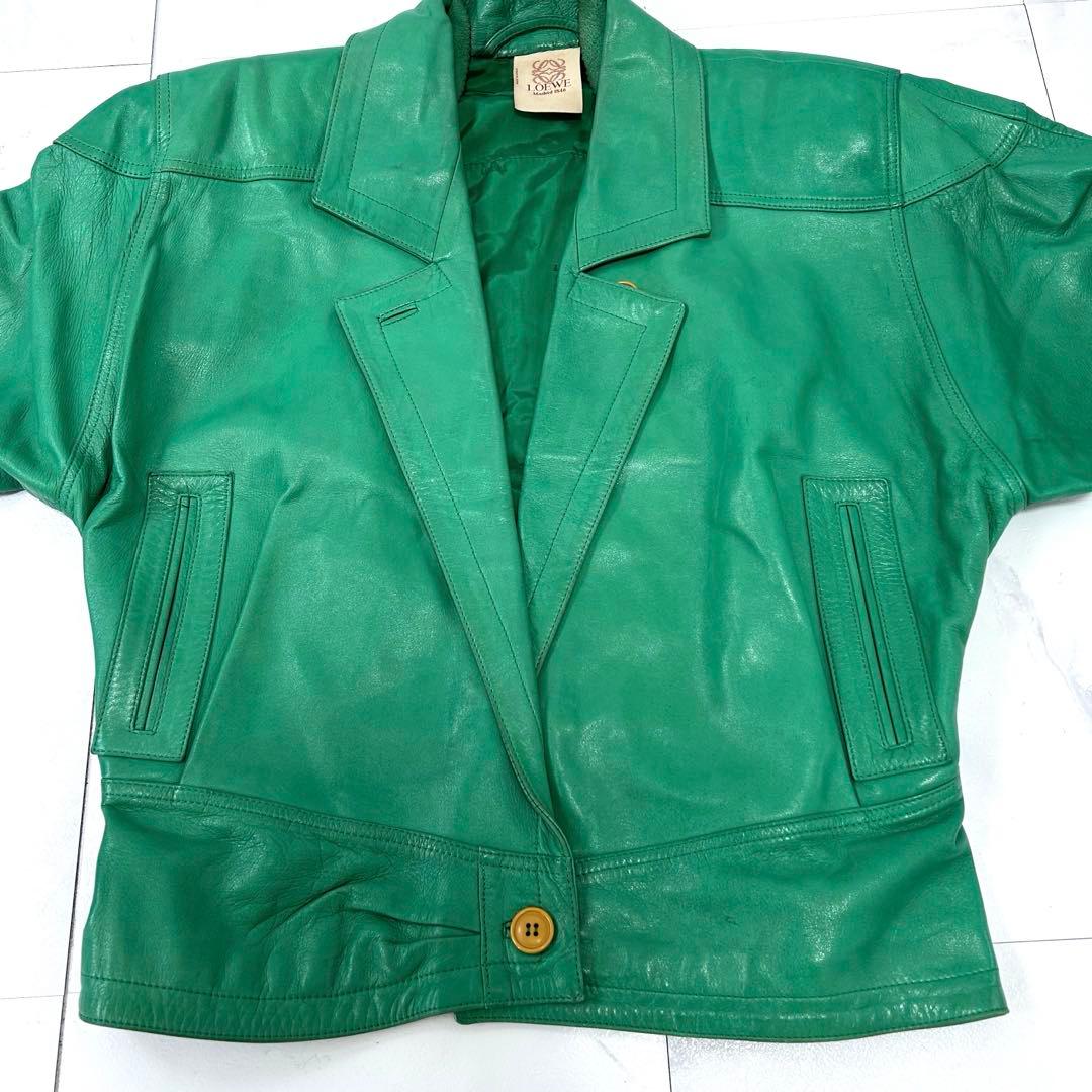 Vintage LOEWE ナッパレザー ジャケット 42サイズ グリーン