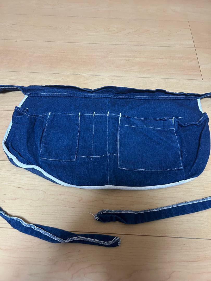 ビンテージ デニムエプロン 濃紺 DIY 料理 ギャルソン 5ポケット