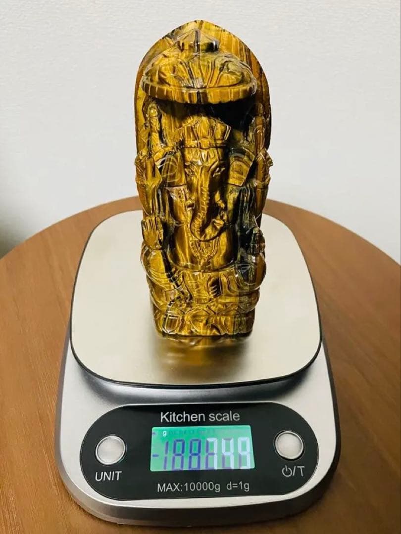 天然石　縁起物　置物　タイガーアイ　ガネーシャ像　パワーストーン　金運