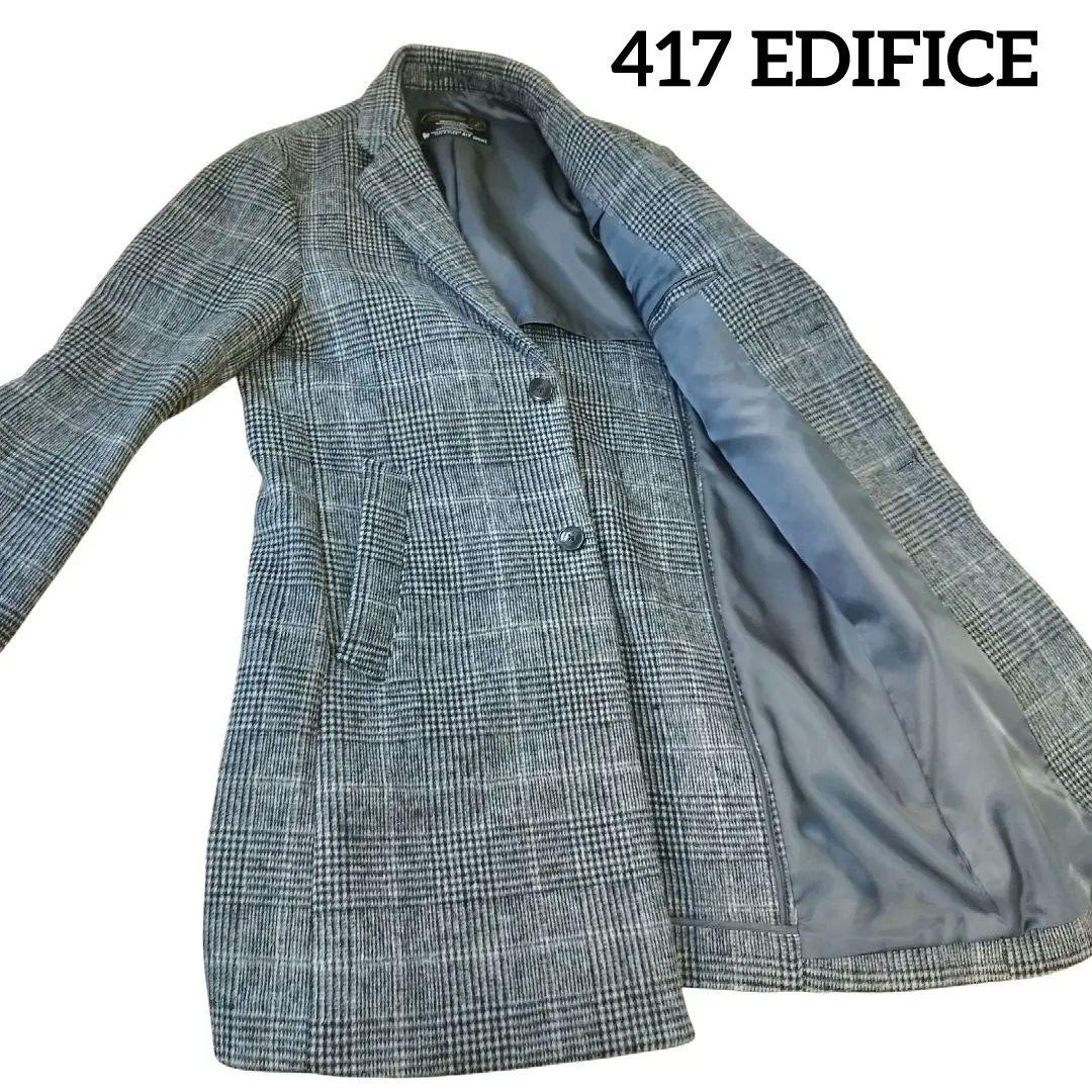 417 EDIFICE エディフィス チェスターコート グレンチェック カシミヤ