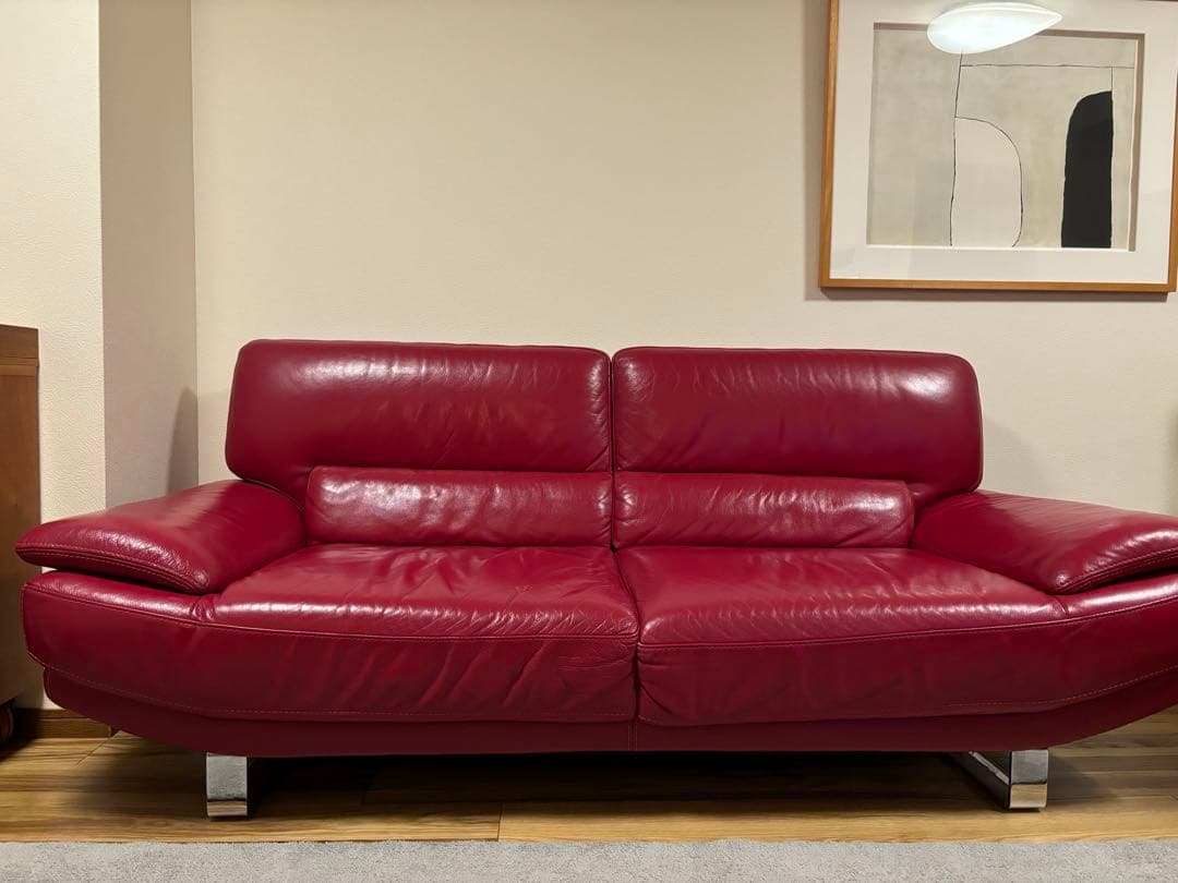 【★Y2K♡グランジ♪⭐︎SHOP★】　ソファ　本革　ワインレッド