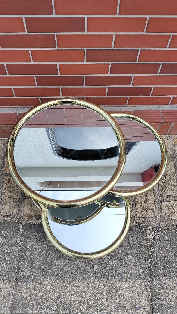 値下げ！ミッドセンチュリーデザイン 3段ラウンドテーブル ガラスサイドテーブル