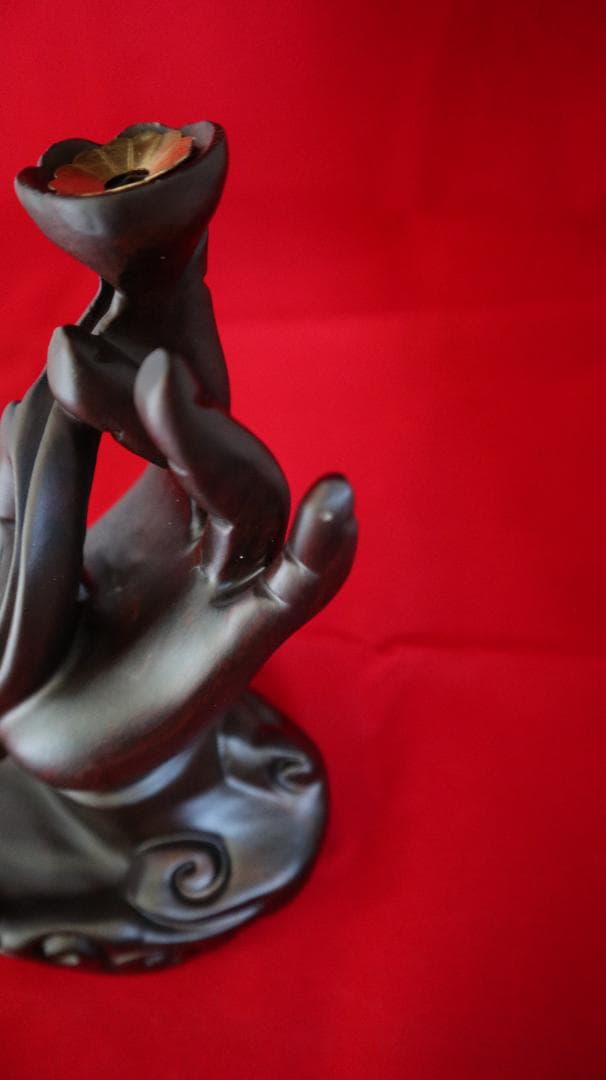 香炉 お香立て 黒檀 倒流香 逆流香 仏手 風水 ヨガ  瞑想 精神安定