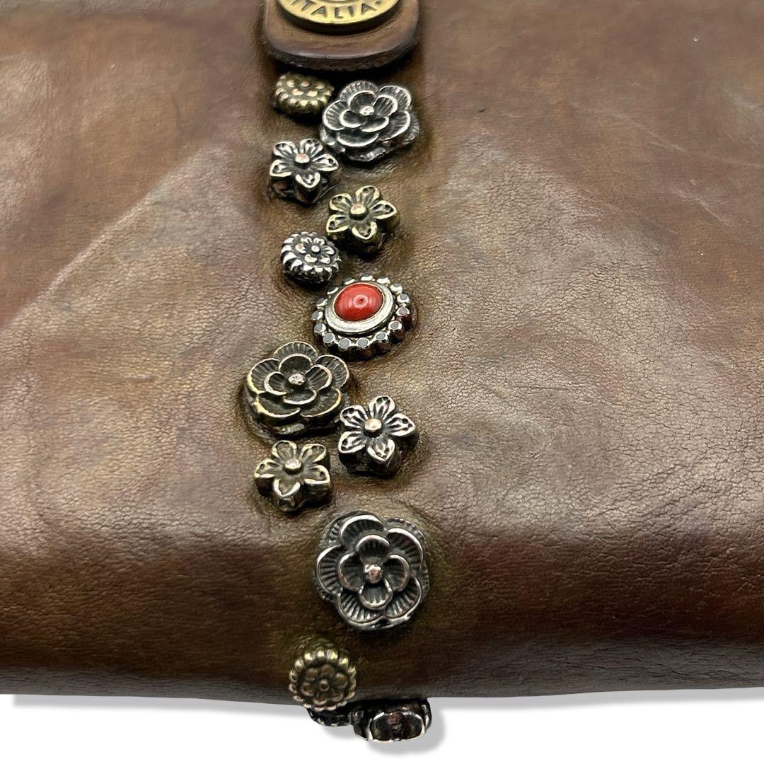 CAMPO MAGGI カンポマッジ 折り財布 スタッズ レザー ダメージ加工