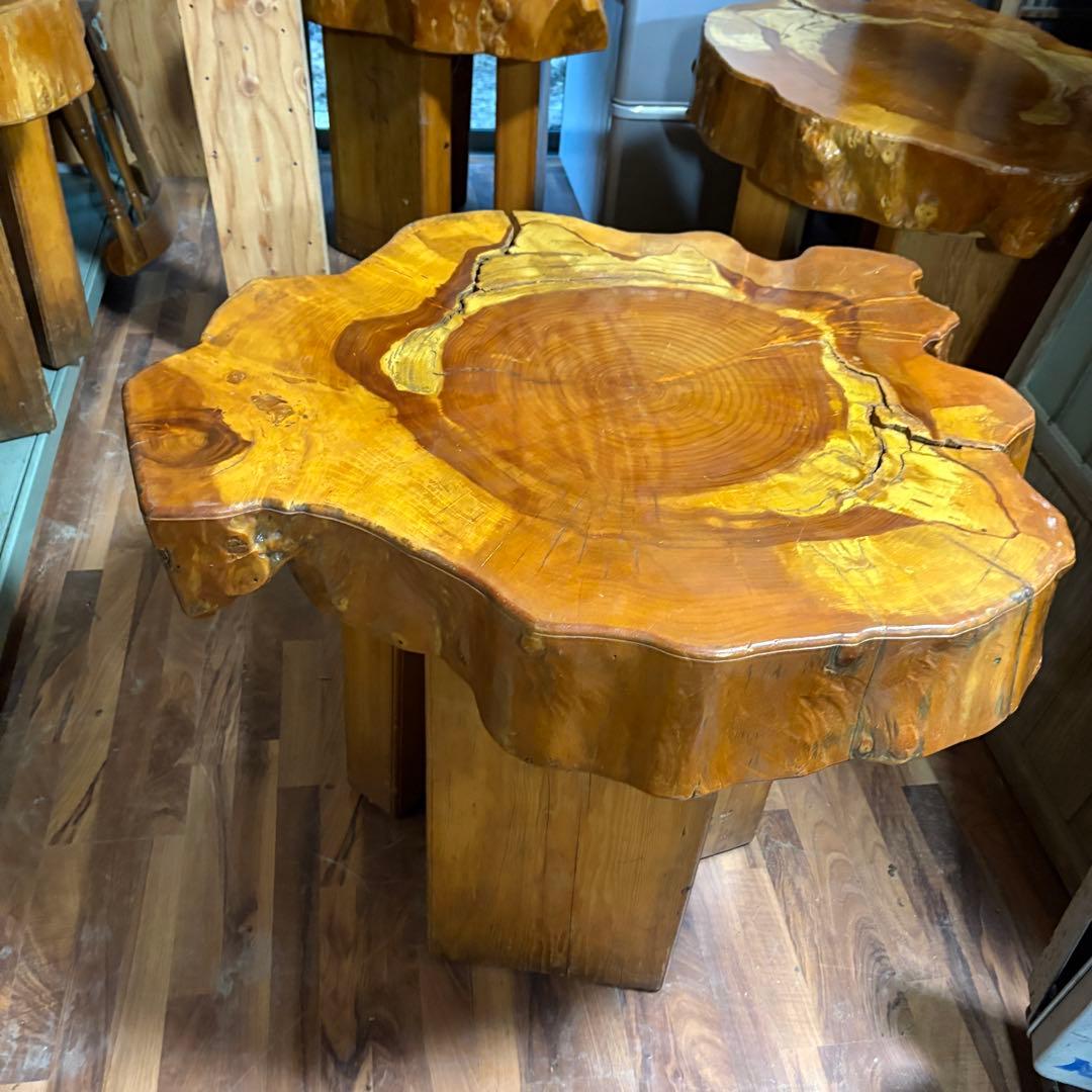 ①送料設置込み　丸太　切り株　ダイニングテーブル　　おそらく欅
