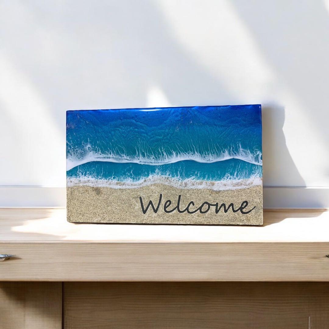 海レジンアート　ウェルカムボード　彫刻