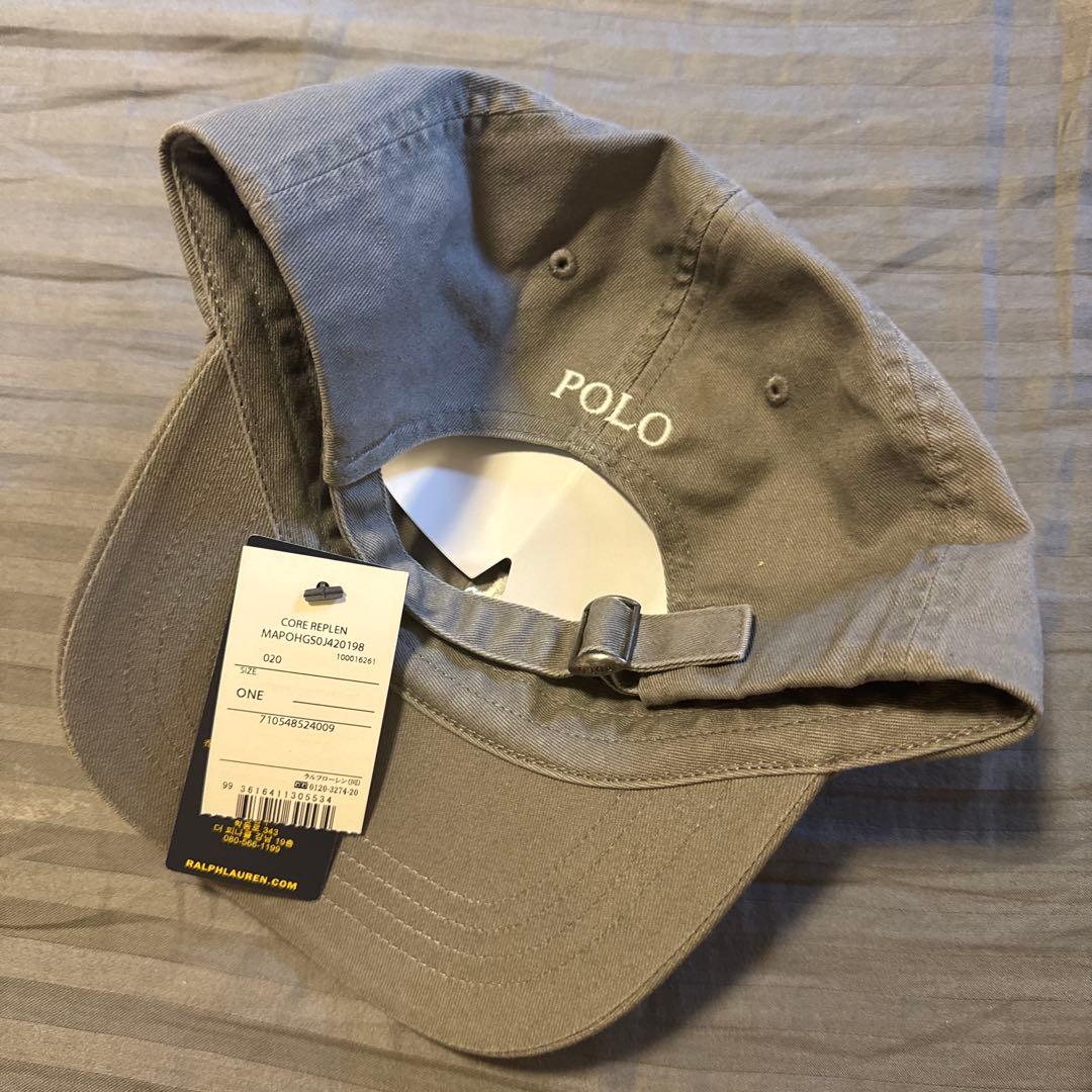 ポロラルフローレン　キャップ　新品　グレーxホワイトロゴ