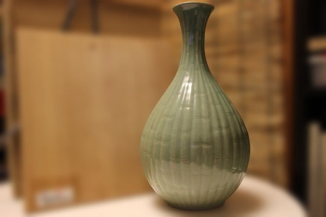 艶雅 高麗青磁竹節文特 大花瓶　徳利 龍泉窯 仏教美術 骨董 茶道具 茶